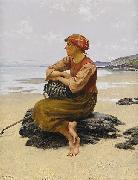 August Hagborg Sittande ostronplockerska pa stranden china oil painting artist